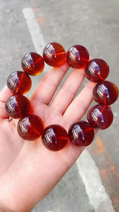 正品 收藏珠宝饰品 天然天然缅甸琥珀棕珀棕红珀22mm大手串男款