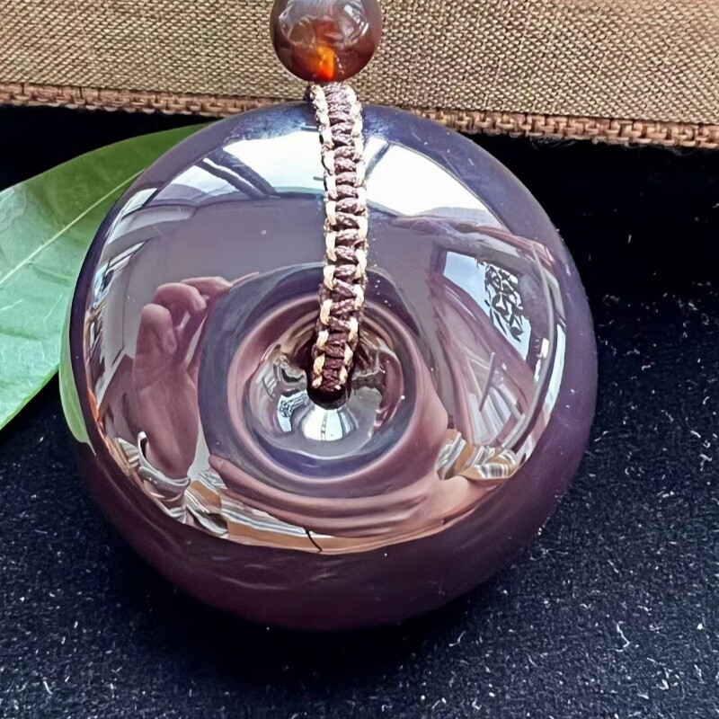 正品天然缅甸琥珀高品质紫罗兰 平安扣 圆雕吊坠时尚文玩收宝饰品