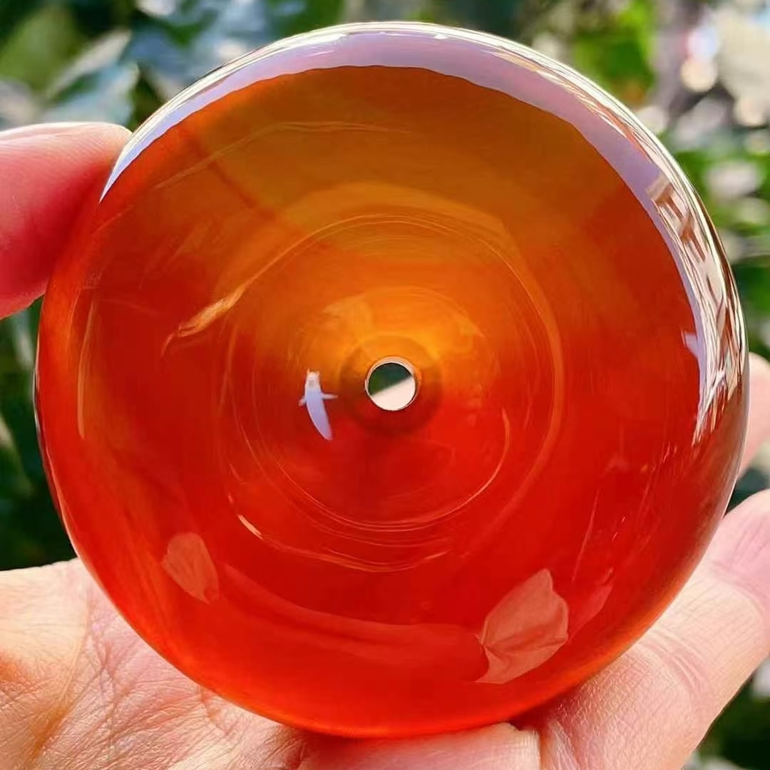 正品天然缅甸琥珀高品质棕红平安扣挂件孤品文玩收藏珠宝饰品保真