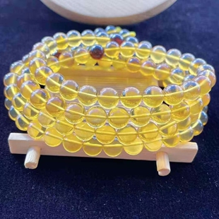 正品 天然缅甸琥珀琥珀高品质金棕108颗念书手链文玩收藏珠宝饰品