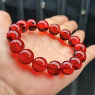 正品 珠宝饰品 天然缅甸琥珀高品质血珀12mm手串圆珠手链男女款