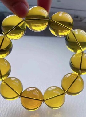 正品天然缅甸琥珀玻璃底金蓝珀22mm圆珠手串国工正圆手链男款礼品