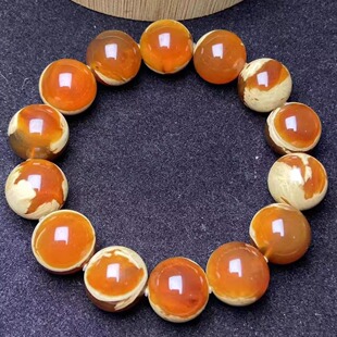 正品 精品手链珠宝饰品 天然缅甸琥珀孤品稀有天眼溶洞珀15手串男款