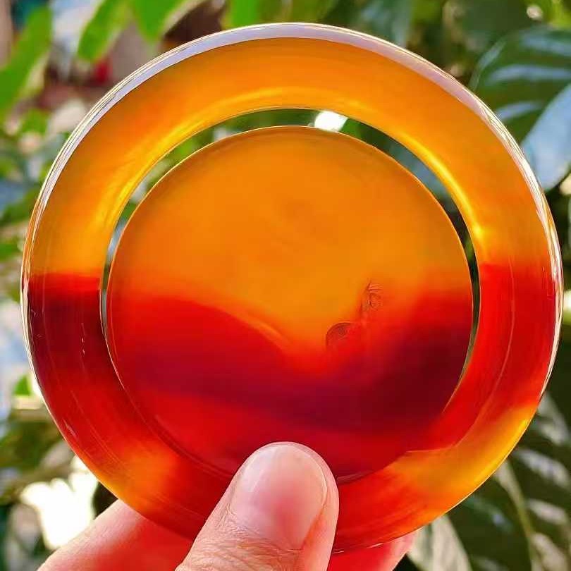 正品天然缅甸琥珀精品金棕红蜜圈口55.5mm圆条手镯文玩珠宝饰品