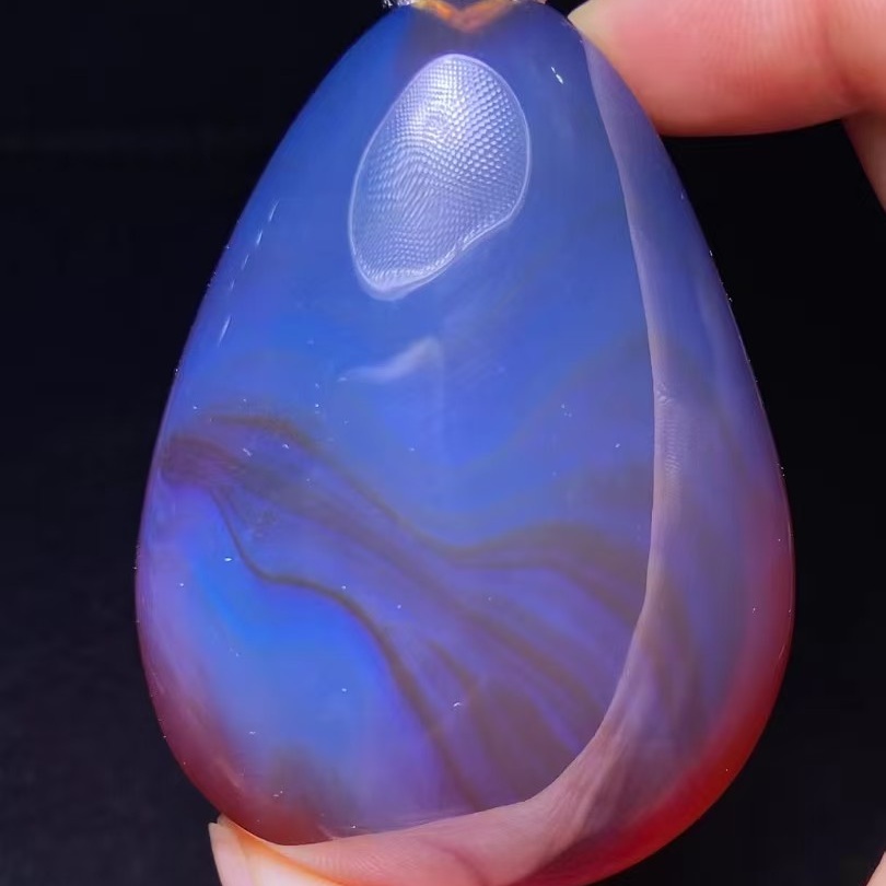 正品天然缅甸琥珀精美棕蜜紫罗兰水滴蛋面吊坠文玩时尚珠宝饰品