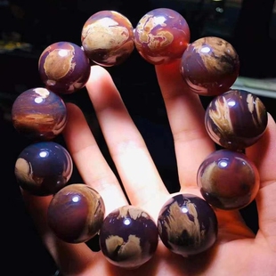 正品 饰品 天然缅甸琥珀老矿白瓷紫罗兰溶洞22圆珠手串颗颗精选时尚