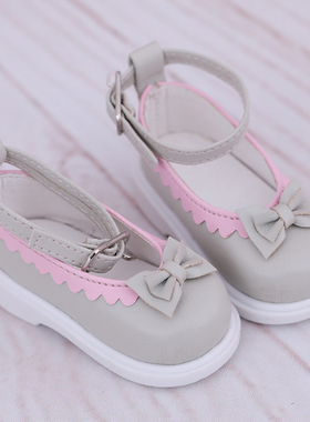 BJD娃娃 鞋子 蝴蝶结鞋 灰色 4分 SD娃娃 公主鞋 玩偶 娃鞋