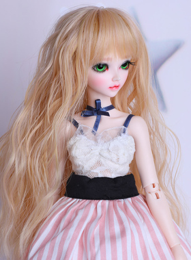 【假发】6分bjdsd娃假发/头发 金黄色平刘海长卷发（配件不单发）