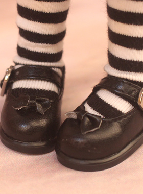 bjd sd娃鞋 黑色蝴蝶结平底鞋百搭 1/6分女娃鞋 不单出