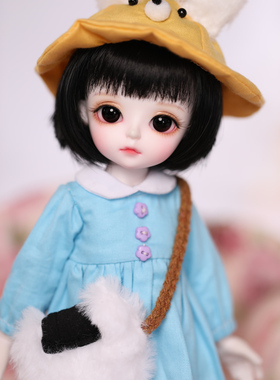 【假发】bjd娃假发 sd娃头发 1/6分 黑色平刘海短发 男女娃可百搭