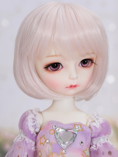 【假发】bjd 娃娃 淡紫色平刘海短发 1/4分女娃头发送头贴