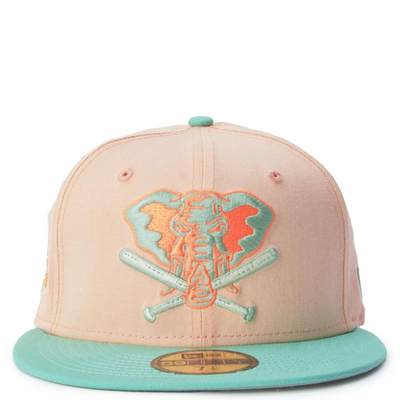 New Era 2023热销男子粉绿色Oakland A’s Peach Mint 59FTY帽子