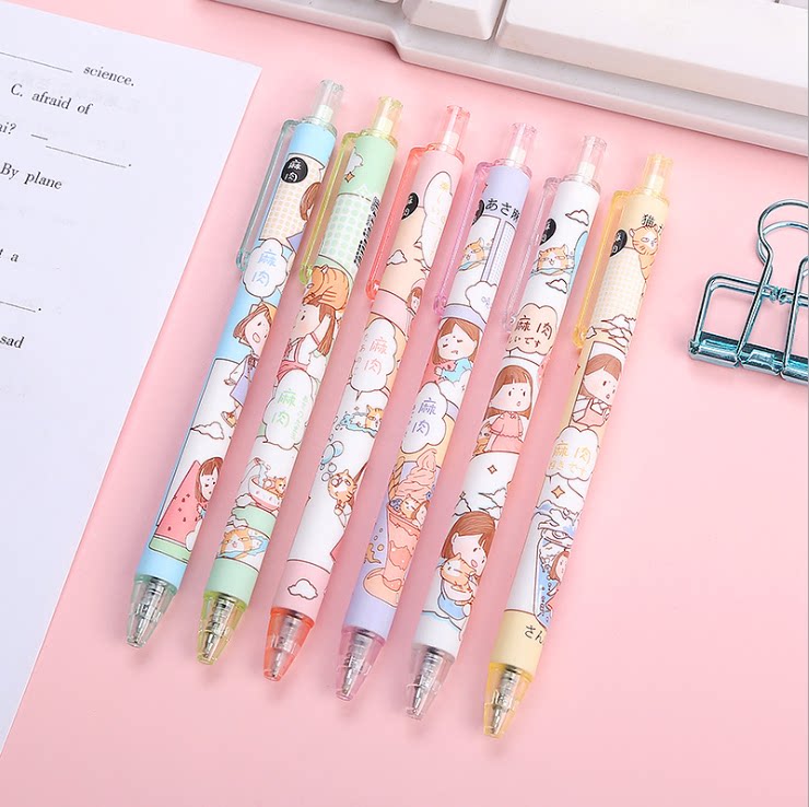 【100支装】麻肉按动中性笔简约高颜值按动笔黑笔ins学习用品笔