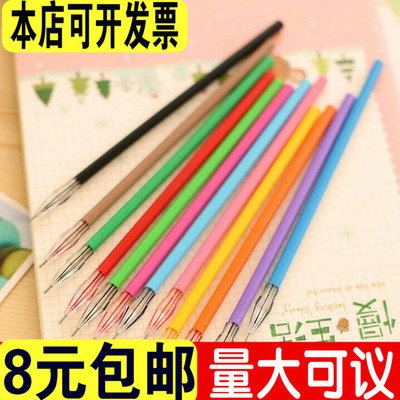 热卖学生创意文具钻石头笔芯彩色中性笔小清新12色批發