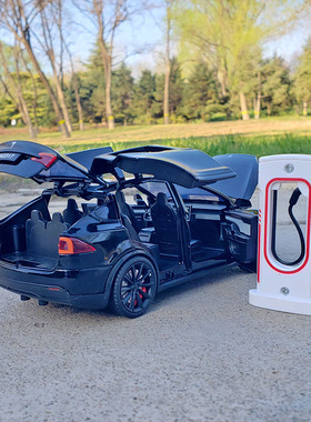 1:24特斯拉model x 3合金汽车模型仿真新能源金属开门玩具车摆件