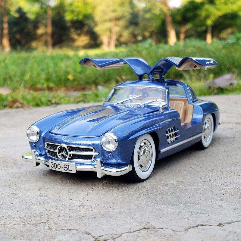 1:24奔驰300sl复古老爷车合金汽车模型仿真金属车收藏摆件玩具车