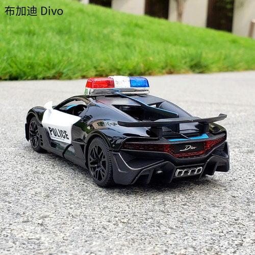 132布加迪公安金属声光回力跑车