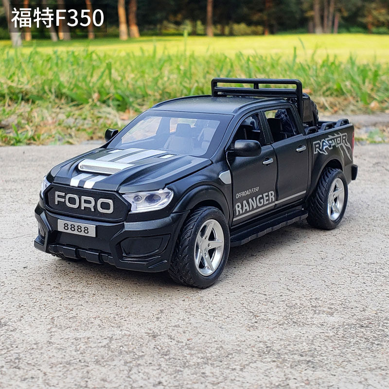 1/32福特猛禽f350皮卡合金汽车模型仿真货车金属摆件开门男孩玩具