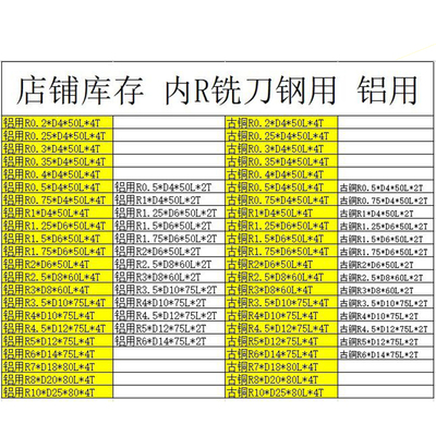 锐利 钨钢内r铣刀CNC加工中心整体合金倒外角R2 1.5 1.0 1.75包邮