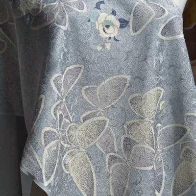 蝴蝶与玫瑰织花正绢真丝小纹和服反解改眉子衣缘旗袍汉服连衣裙