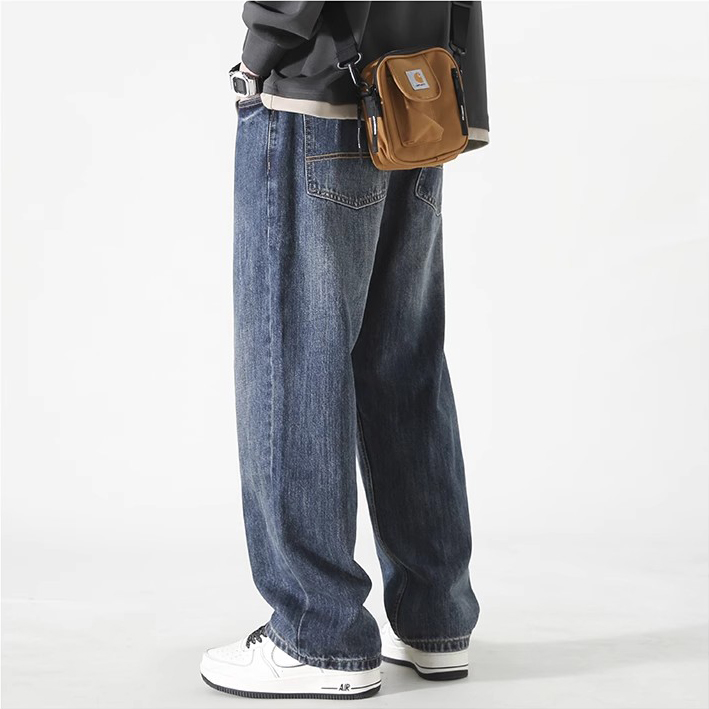 倔强工作室 复古牛仔裤男春秋季裤子男生美式长裤男女同款直筒裤