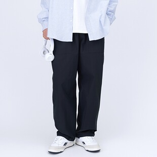 倔强工作室 美式春秋季复古纯色休闲裤男 情侣款宽松抽绳直筒长裤
