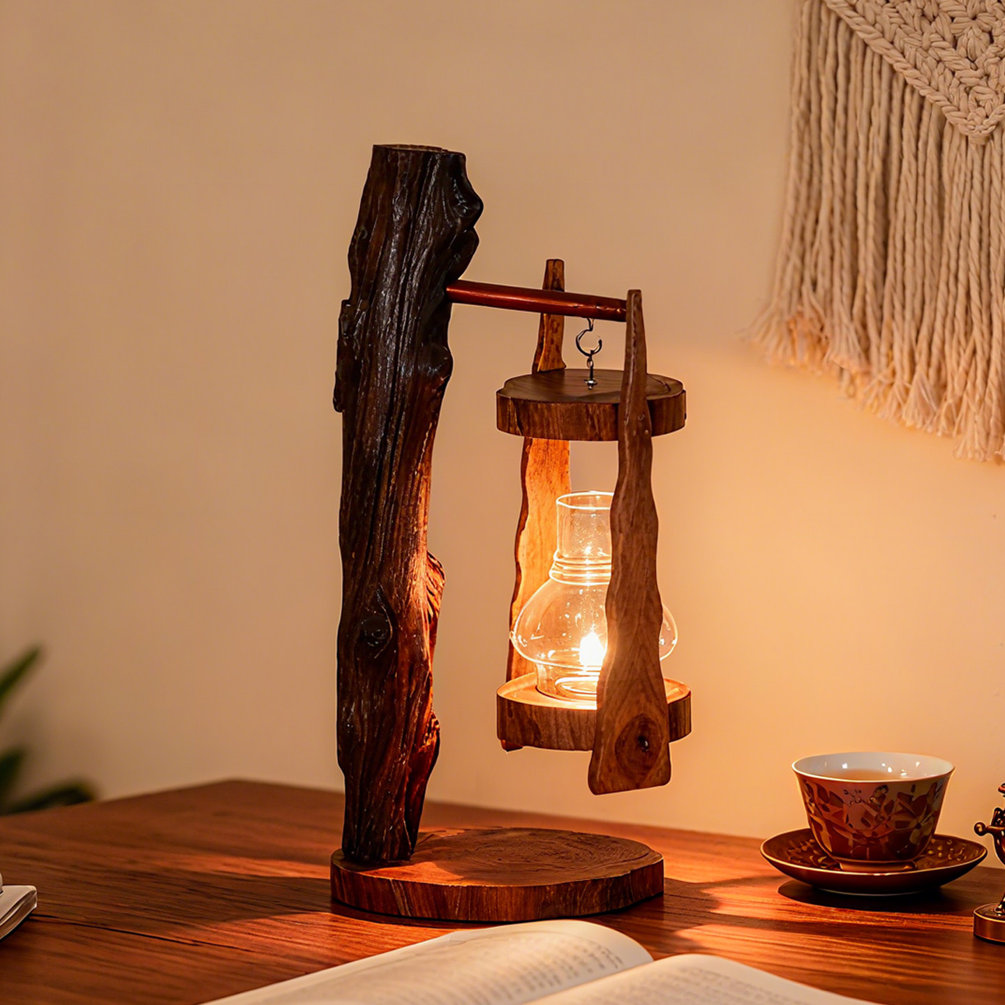 复古烛台灯创意家居摆件禅意蜡烛台高档餐桌玻璃灯烛台会所装饰品