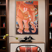 风情大象壁画酒店餐厅装 挂画泰式 饰墙画 饰画东南亚风格 泰国玄关装