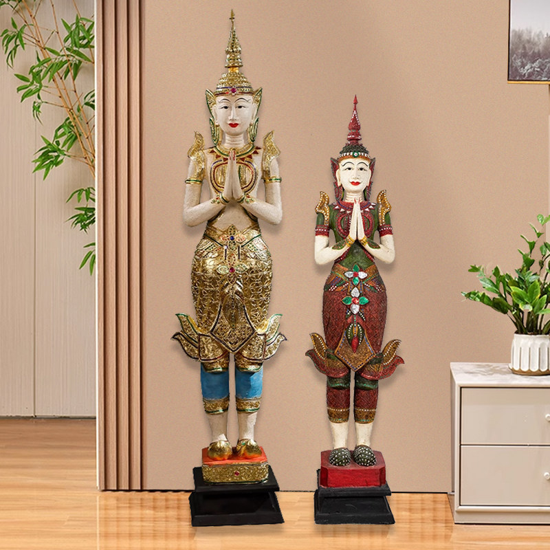 东南亚落地门口佛像侍女站佛摆件