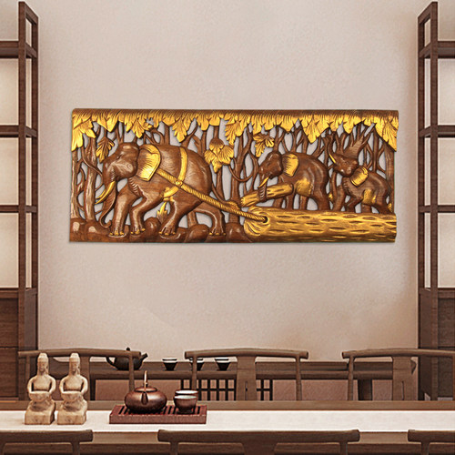泰国实木墙饰手工木雕客厅壁挂