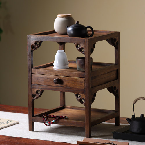 实木复古桌面茶几收纳架博古架子