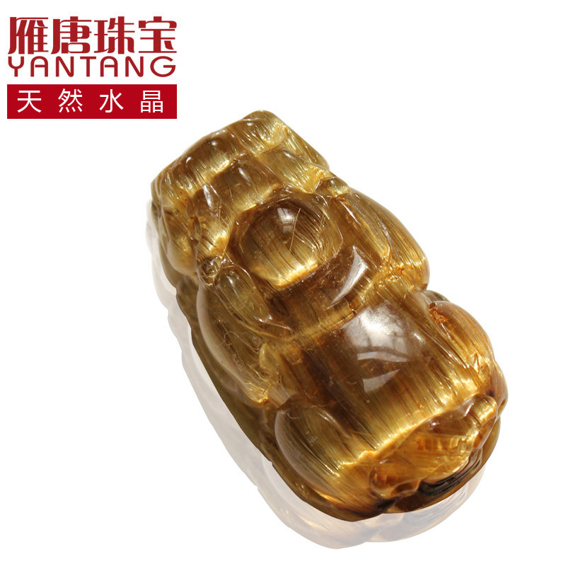 雁唐珠宝 天然金发晶钛晶吊坠 钛晶貔貅女吊坠一物一图男士项链