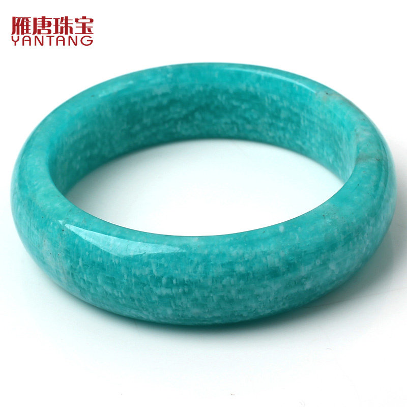 雁唐珠宝天然冰种天河石手镯一物一图女饰品老矿天河石镯子送证书
