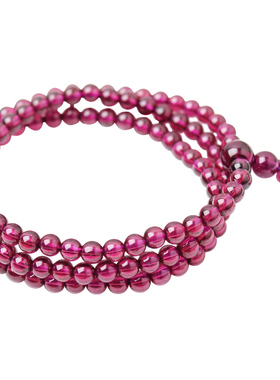 雁唐珠宝天然水晶手链玫红紫牙乌