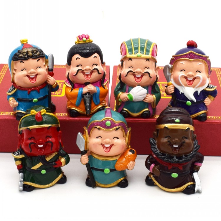 q版卡通三国人物小摆件泥塑人物特色手工艺品泥人出国礼品送老外