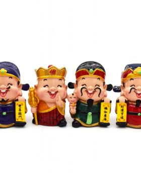 Q版卡通五路财神泥塑人物中国风特色手工艺品小泥人摆件出国礼品