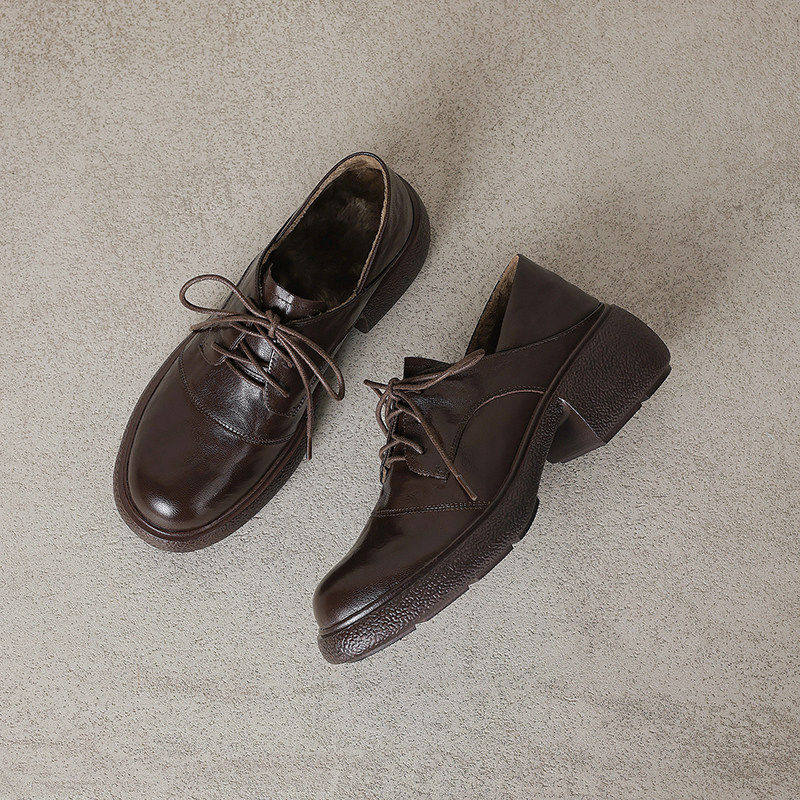 英伦小皮鞋2026系带粗跟新款乐福鞋春秋圆头中跟软底休闲豆豆单鞋,女鞋,乐福鞋（豆豆鞋）,淘宝优惠券,粉丝福利购,淘宝优惠卷