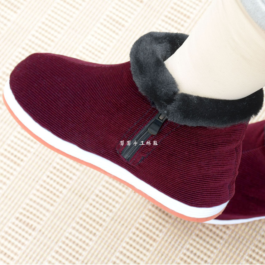 纯棉布手工舒适软底防滑妈妈鞋