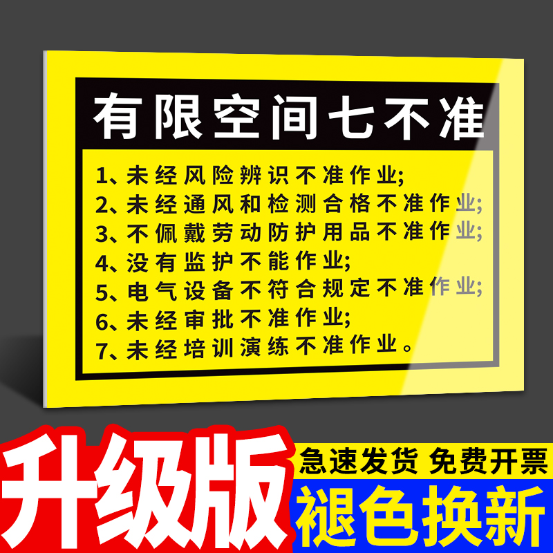 有限空间七不准作业安全告知牌