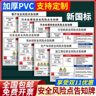 安全风险点告知牌卡餐厅污水处理池间打包机沉淀池流水线生产车间加工岗位职业病危害警告标示牌工厂提示定制