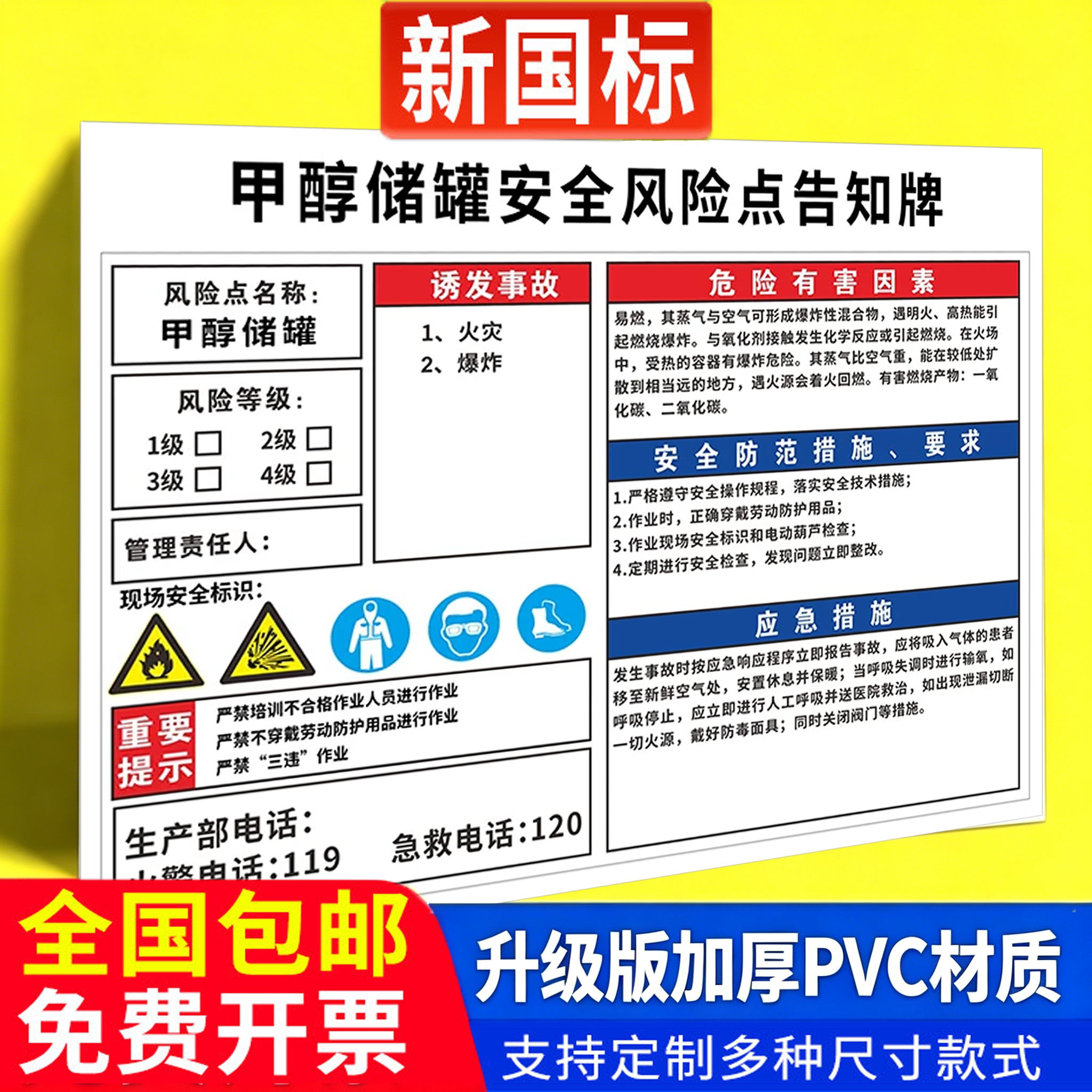 甲醇储罐安全风险点告知牌图片