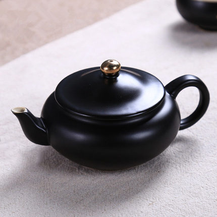 德化功夫茶具套装高档哑光黑金陶瓷茶壶家用办公室中式泡茶陶瓷壶
