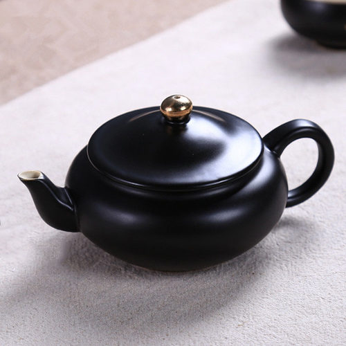 德化功夫茶具套装高档哑光黑金陶瓷茶壶家用办公室中式泡茶陶瓷壶