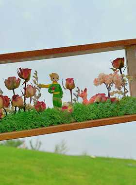 实木摆件小王子干花相框