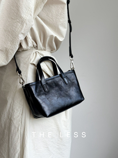 新款 真皮头层牛皮手提小方包女迷你托特包通勤休闲单肩斜挎小菜篮