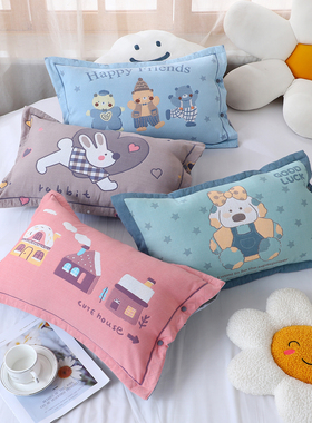 儿童纱布按扣枕套可爱卡通幼儿园小号单个枕芯内胆套内径30*50cm