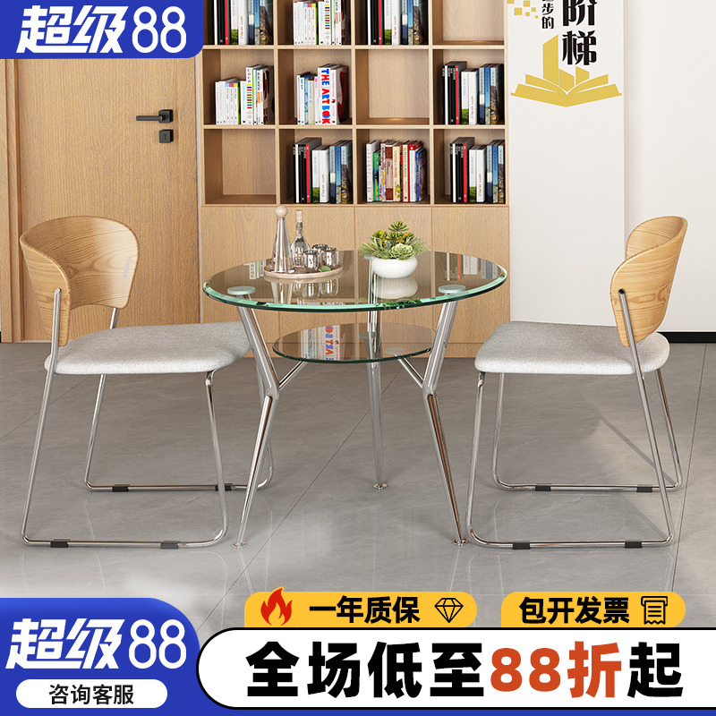 3CCCC认证钢化玻璃洽谈桌椅