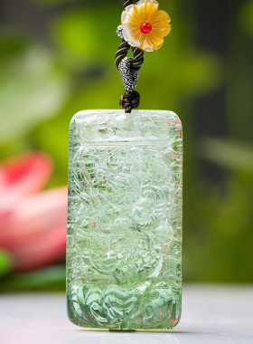 天然巴西绿碧玺龙牌电气石吊坠