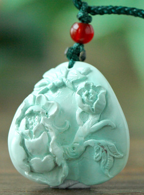 原矿绿松石立体雕刻吊坠高性价比