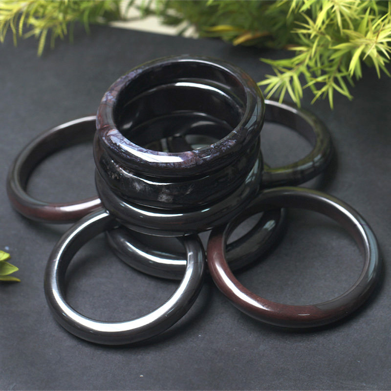 超高性价比南非天然黑色舒俱来手镯俏紫简约大气苏纪石饰品送礼物